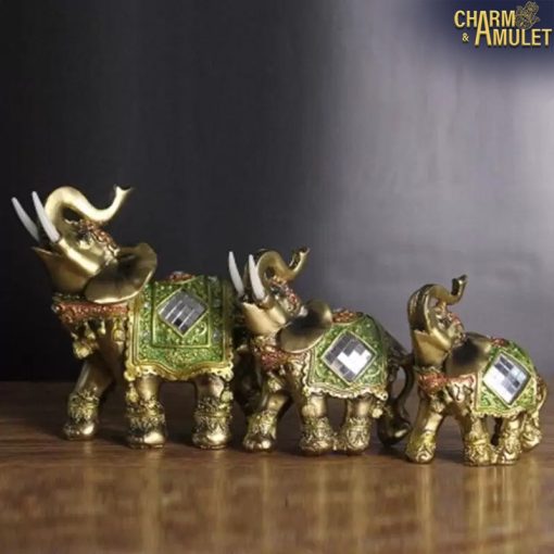 Elephant statue green | Charm and Amulet™