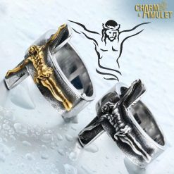 Ring-Jesus-Christ-on-the-cross gold or silver Charm-and-Amulet