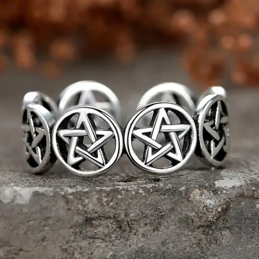 Talisman Ring <br> Pentacle Wiccan 6 cheap Wiccan Ring Pentacle on stone | Charm and Amulet