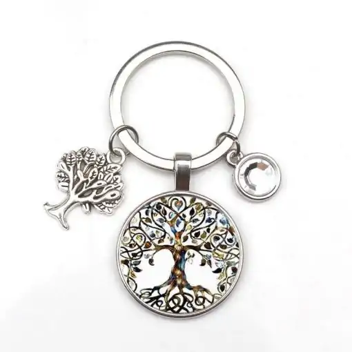 Levensboom Sleutelhanger met transparant kristal | Charm and Amulet