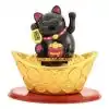 Porte-bonheur <br> Chat chinois. 19 Lucky Chinese Cat noir sur or | Charm et Amulette
