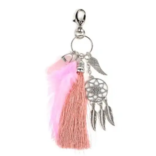 Porte-clés breloque <br> Chanceux. 6 Porte-clés porte-bonheur rose 2 | breloque et amulette