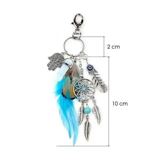 Porte-clés breloque <br> Chanceux. 8 Porte-clés porte-bonheur bleu | Charm et Amulette