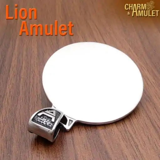 Amulet Necklace <br> Lion Amulet (with chain) 7 Lion Amulet back view | Charm and Amulet