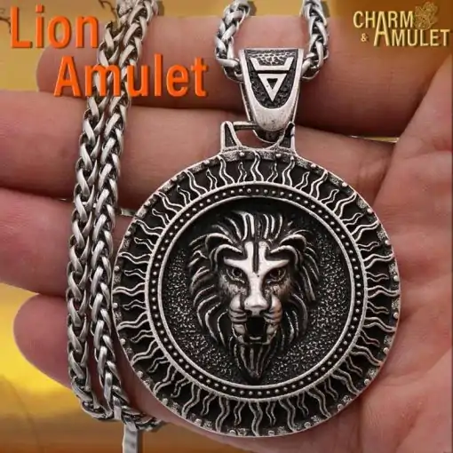Amulet Necklace <br> Lion Amulet (with chain) 5 Lion Amulet with chain for the brave | Charm and Amulet