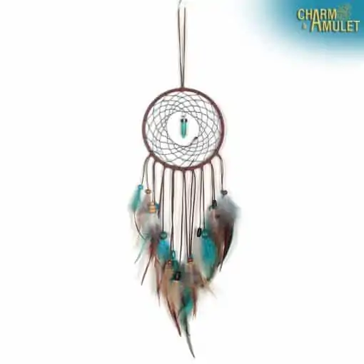 Attrape-rêves <br> Avec pierre turquoise 11 Attrape-rêves Turquoise Pas de lumière sur un tableau blanc Charm et Amulette_2