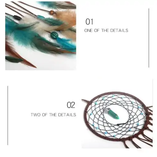 Attrape-rêves <br> Avec pierre turquoise 7 Attrape-rêves Turquoise détails Breloque et Amulette_2