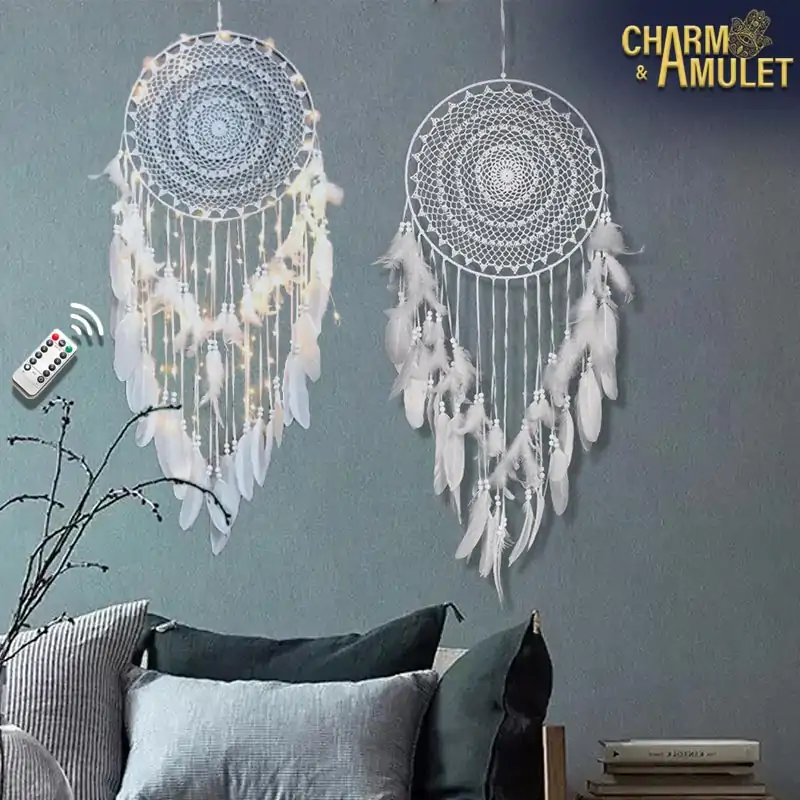 Capteur de rêves <br> Grand soleil brodé en blanc 2 Capteur de rêves <br> Grand soleil brodé en blanc