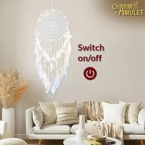 Capteur de rêves <br> Grand soleil brodé en blanc 5 Capteur de rêves <br> Grand soleil brodé en blanc – Image 4