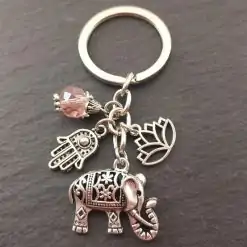 Indian Keychain Pink stone | Charm and Amulet