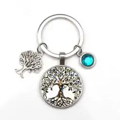 Tree of Life Key Chain with turquoise crystal | Charm and Amulet
