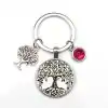 Sleutelhanger Levensboom met rood kristal | Charm and Amulet