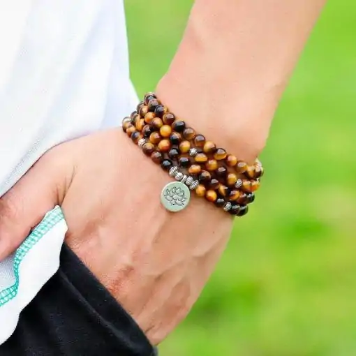 Collier Amulettes <br> Mala Oeil de Tigre. 6 Bracelet Mala Oeil de Tigre | Charme et Amulette