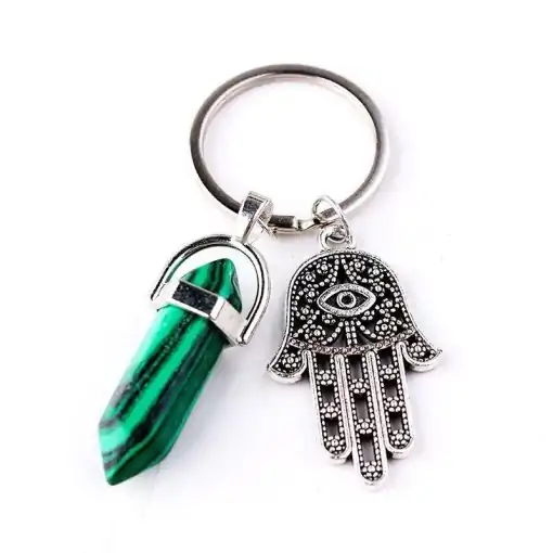 Hand of Fatima Keychain peacock green | Charm and Amulet