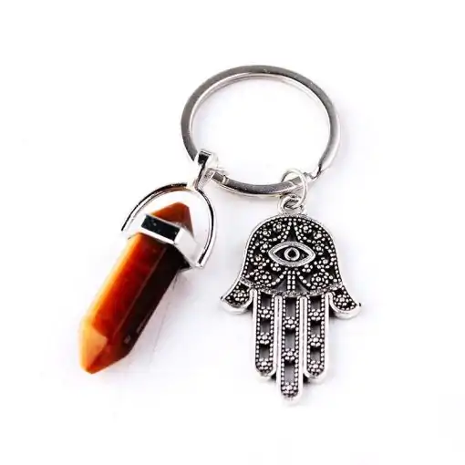 Hand of Fatima Keychain with natural stone | Charm and Amulet
