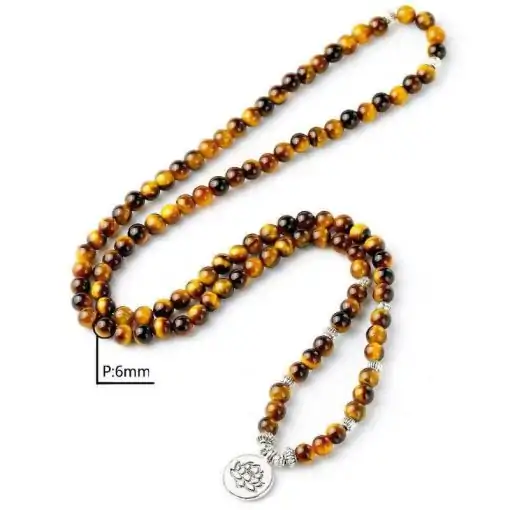 Collier Amulettes <br> Mala Oeil de Tigre. 4 Collier Mala Oeil de Tigre | Charme et Amulette