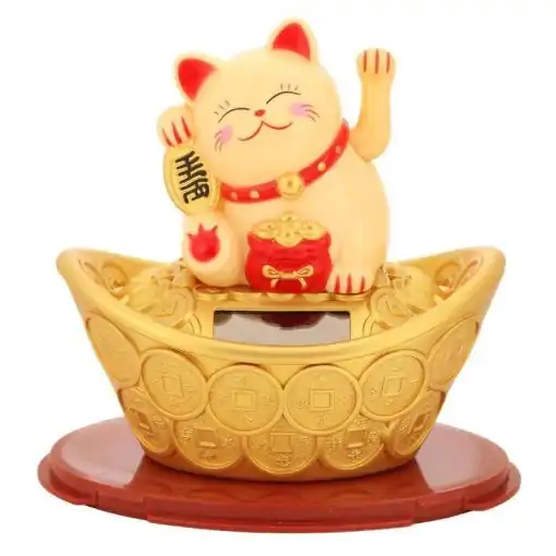 Porte-bonheur <br> Chat chinois. 10 Chat chinois porte-bonheur or sur or | Charm et Amulette