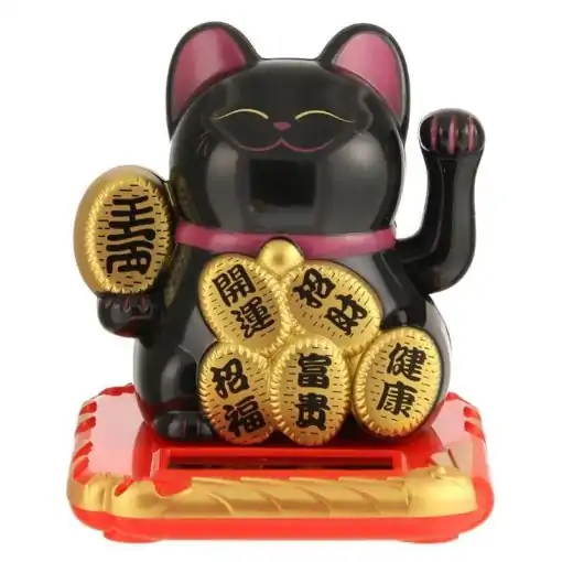 Porte-bonheur <br> Chat chinois. 13 Amulette et breloque Lucky chinese Cat noir
