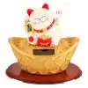 Porte-bonheur <br> Chat chinois. 18 Amulette et breloque Lucky Chinese Cat blanc sur or