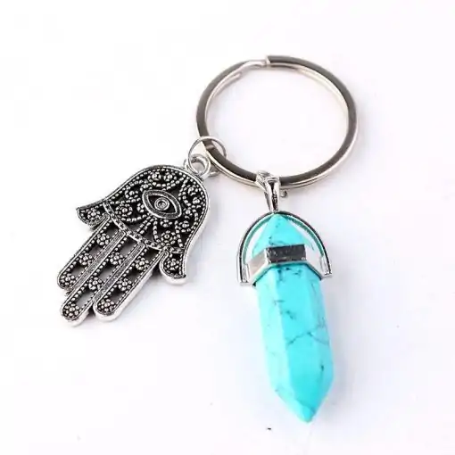 Hand of Fatima Keychain turquoise | Charm and Amulet