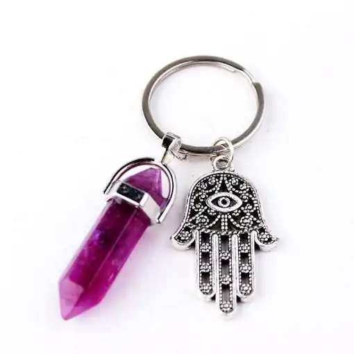 Hand of Fatima Keychain with stone | Charm and Amulet