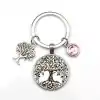 Sleutelhanger Levensboom met roze kristal | Charm and Amulet
