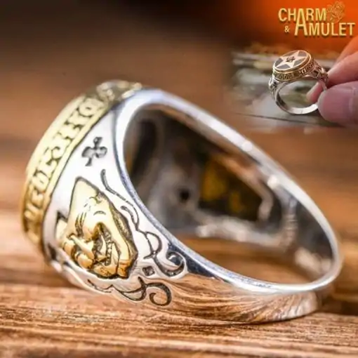 Pentagram Ring Silver with a card game | Charm and Amulet