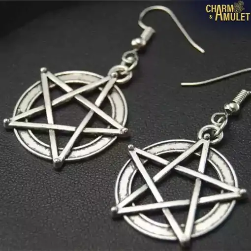 Boucles d'oreilles Amulette  <br>  Grandes boucles d'oreilles Pentagramme – Image 2