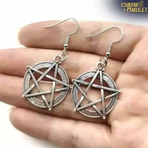 Boucles d'oreilles Amulette  <br>  Grandes boucles d'oreilles Pentagramme – Image 4