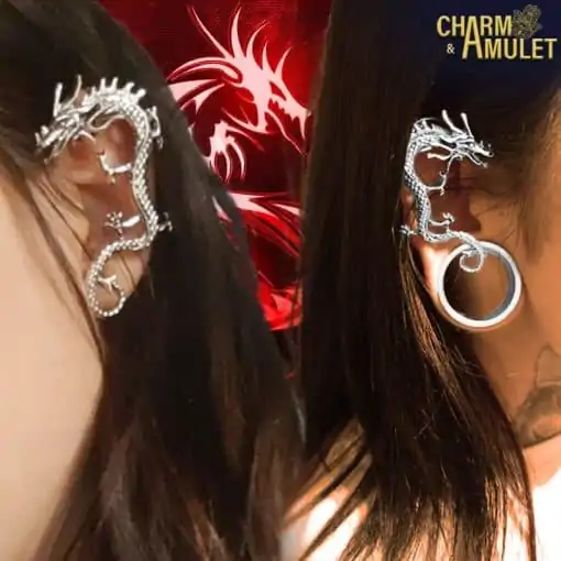 Boucles d'oreilles Amulette <br> Manchette d'oreille en forme de dragon 11 Boucles d'oreilles Amulette <br> Manchette d'oreille en forme de dragon – Image 9