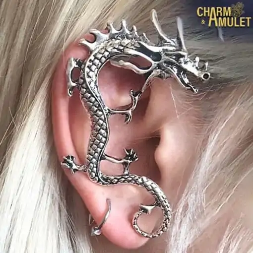 Boucles d'oreilles Amulette <br> Manchette d'oreille en forme de dragon 7 Boucles d'oreilles Amulette <br> Manchette d'oreille en forme de dragon – Image 5