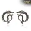 Earrings Amulet <br> Dragon 13 Dragon-Errings silver on white background-Charm-and-Amulet