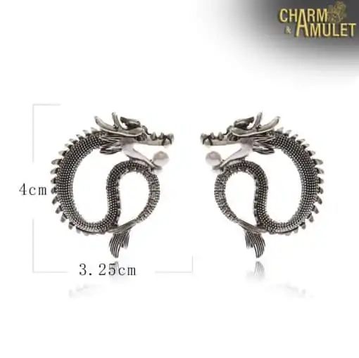 Earrings Amulet <br> Dragon 8 Dragon-Errings dimentions-Charm-and-Amulet