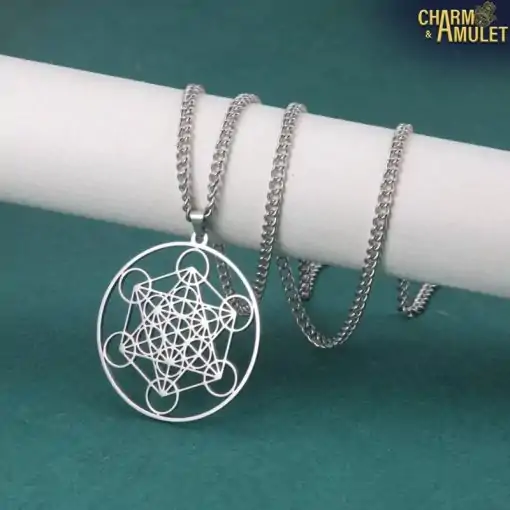 Collier Amulette Metatron Argent Chaine fine pour homme Charme et Amulette