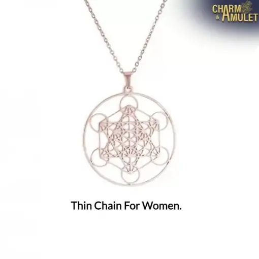 Collier Amulette Metatron Or Rose Chaine fine pour femme Charme et Amulette