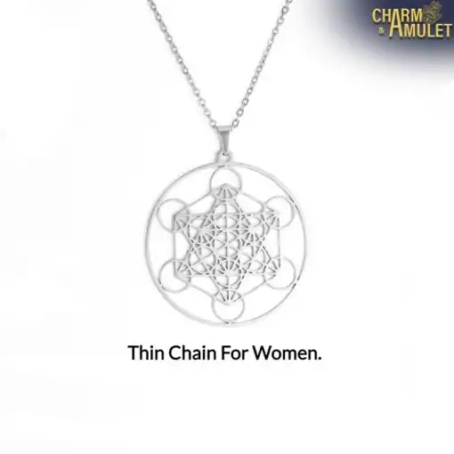 Collier Amulette Metatron Argent Chaine fine pour femme Charme et Amulette