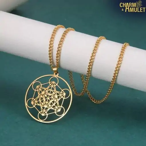 Collier Amulette Métatron Or Chaine fine pour homme Charme et Amulette