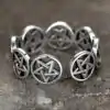 Talisman Ring <br> Pentacle Wiccan 14 Wiccan Ring Pentacle Pentagram detail on stone | Charm and Amulet