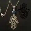 Amulet Necklace <br> Fatima Hand with evil eye 9 Fatima-hand-necklace-down-with-evil-eye-beautifull-Charm-and-Amulet