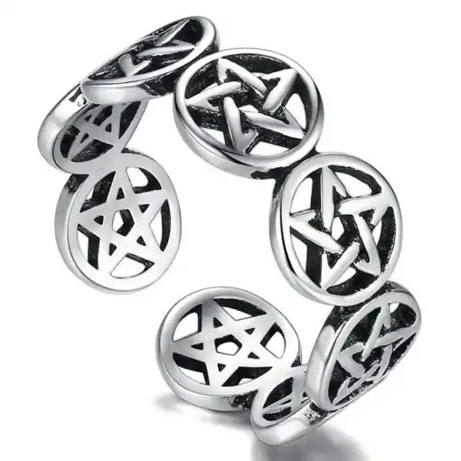 Talisman Ring <br> Pentacle Wiccan 8 Wiccan Ring Pentacle white bacground | Charm and Amulet