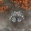 Talisman Ring <br> Pentacle Wiccan 11 Wiccan Ring Pentagram thai silver on stone | Charm and Amulet