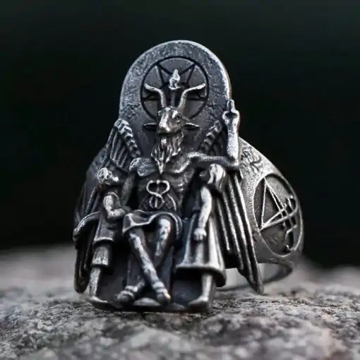 Baphomet Ring evil Stainless Steel front side | Charm-and-Amulet