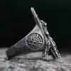 Baphomet Ring with evil characters | Charm-and-Amulet