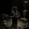 Earring Amulet <br> Pentagram earring Crescent Moon 11 Earring-hanging-on-display-stand-L-pentagram-charm-and-amule