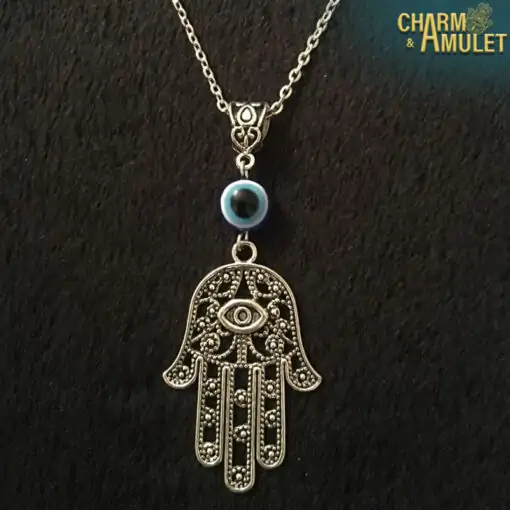Amulet Necklace <br> Fatima Hand with evil eye 3 Cheap Fatima-hand-necklace-down-with-evil-eye