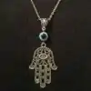 Amulet Necklace <br> Fatima Hand with evil eye 10 Fatima-hand-necklace-down-with-evil-eye-No-Logo-Charm-and-Amule