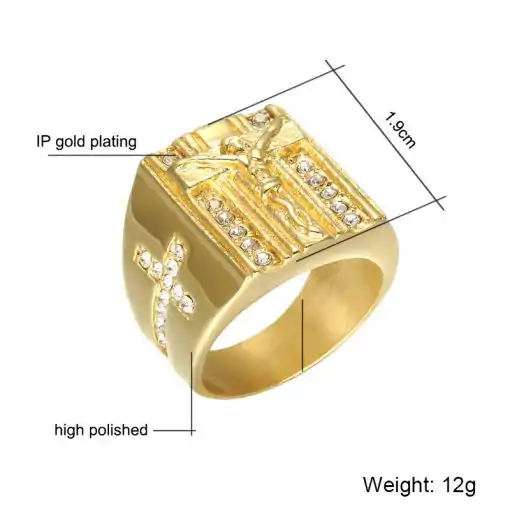 Bague Talisman <br> Bague Jésus 11 Chevalière-Jésus-Christ-sur-la-croix-au-front-size Charme-et-Amulette