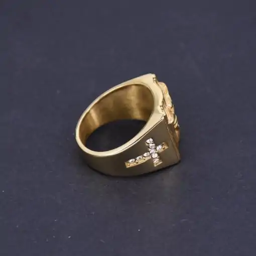 Bague Talisman <br> Bague Jésus 9 Chevalière-Jésus-Christ-sur-le-côté-de-la-croix-Bracelet-et-Amulette