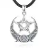 Collier Pendentif argent <br> Pentagramme wiccan triple lune 16 Collier-3-lunes-triple-moon-Variante-24 inch rope-Charm-and-amulet.jpg