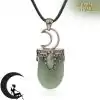 Amulet Necklace <br> Crystal Moon Necklace 38 Chain Green Aventurine pendant monn crescent Charm and Amulet